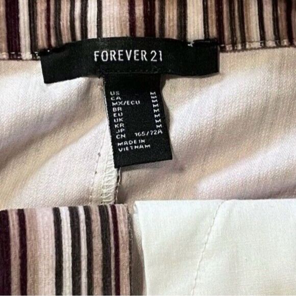 Forever 21 Womens Miniskirt Medium Burgundy/Ivory Stripe Corduroy Mini Skirt Y2K - Picture 2 of 5
